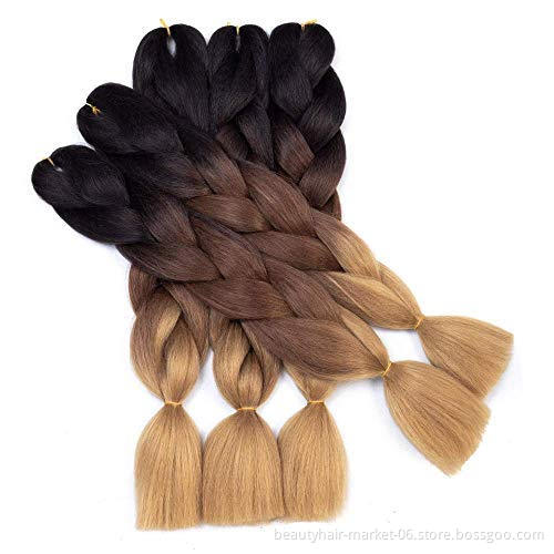 Wholesale Synthetic Prestretched Braiding Hair Crochet Extensions Yaki Ombre Color Jumbo Expression Braiding Hair